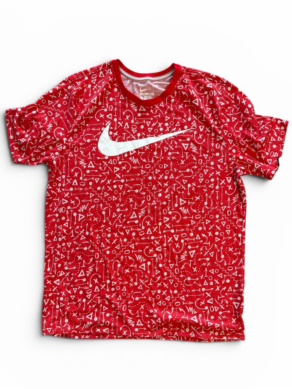 Nike Dri-Fit Playbook Pattern T-Shirt. Red/Gray.  Men’s XL. New With Tag.